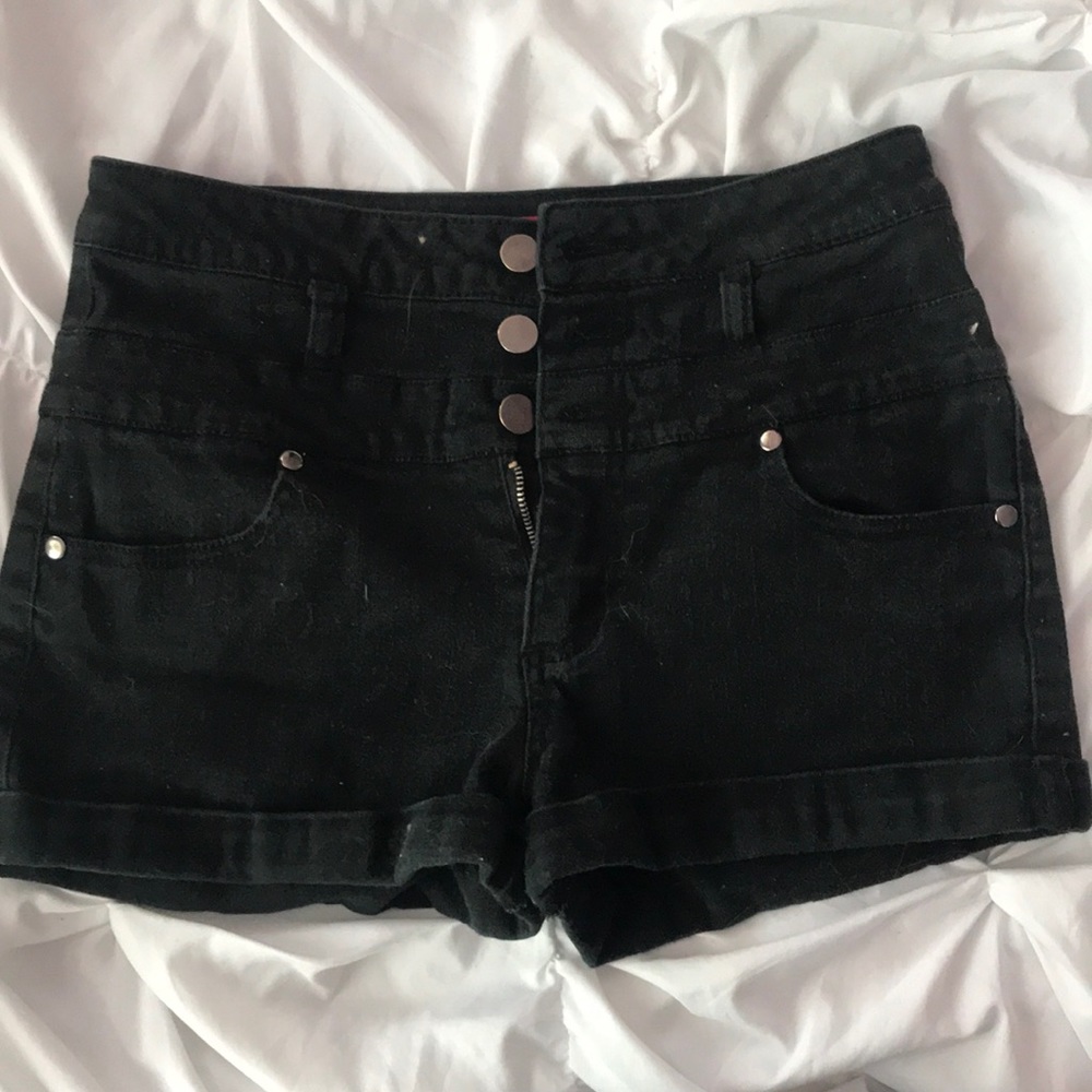 High-Waist Black Jean Shorts